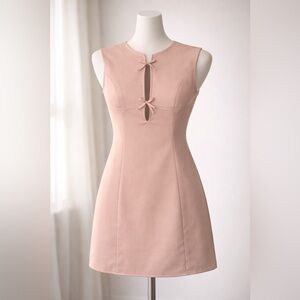 Blush Pink Sleeveless Mini Dress with Keyhole Bows